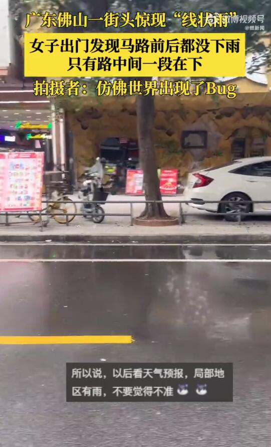 广东街头惊现“线状雨” 网友：这是《楚门的世界》