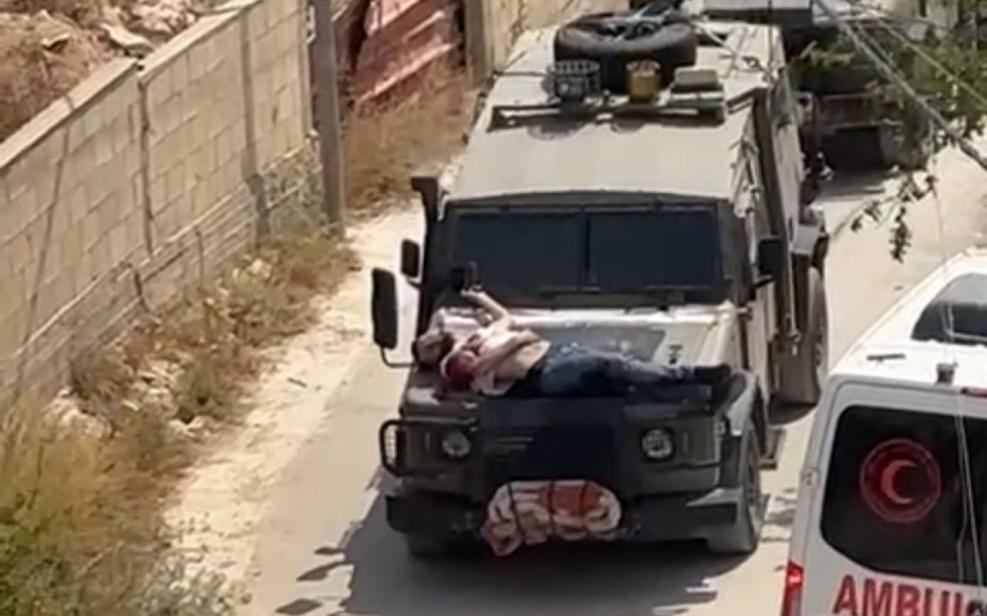 惊人一幕曝光：以军将受伤巴勒斯坦人绑在吉普车上带走，以军回应 第1张